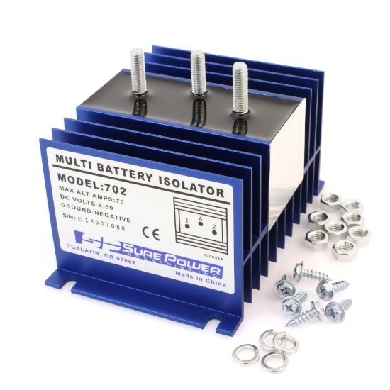 Picture of Sure Power 702 Multi Battery Isolator, 70A, 3 Studs, 4 holes at .210"